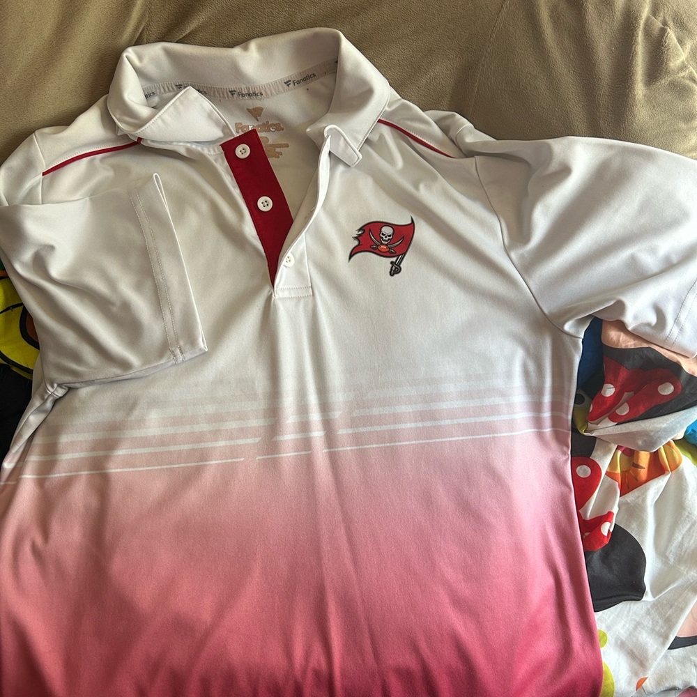 White and Red Gradient Polo Shirt